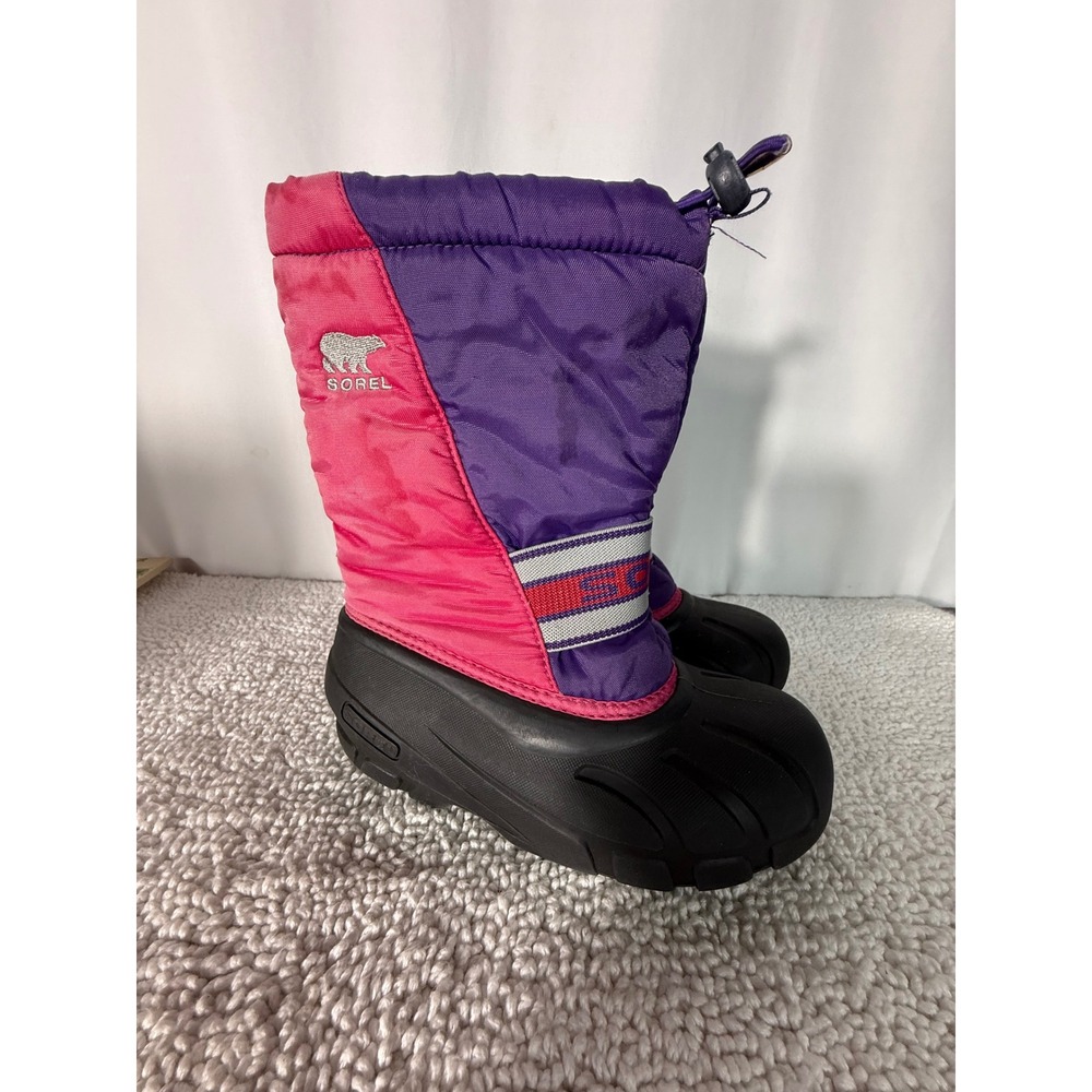 Sorel Kids Pink Purple Snow Boots Waterproof Winter Insulated NY1799-600 Size 1 - Picture 1 of 12
